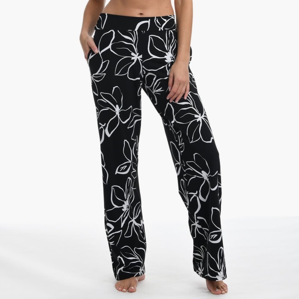 La Blanca Black and White Floral Wide-Leg Cover up pants